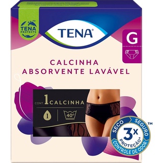 Calcinha Absorvente Tena Lavável Preta Tamanho G