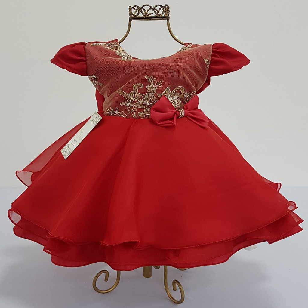 vestido de festa vermelho para bebe