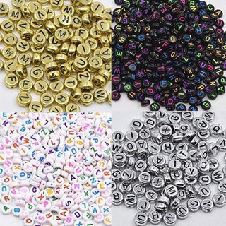100 Pcs Contas De Acrílico Espaçador Cubo Letra Do Alfabeto Pulseira DIY Fazer Jóias