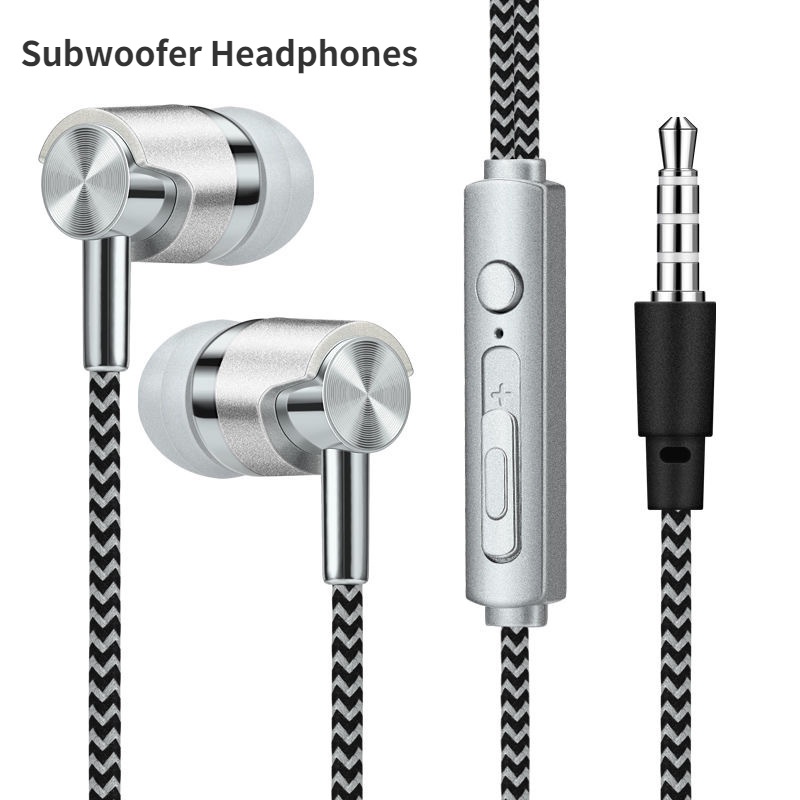Subwoofer De Cabo De Nylon 1.2M Fones De Ouvido Intra-Auriculares/Fone Estéreo Com Fio K Song De 3.5mm/Compatíveis Smartphones Universais Tablets Computador Portátil