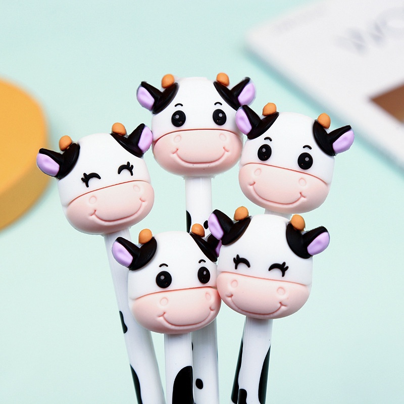 2 Peças Caneta Gel De Vaca Fofa Prensa Escritório Suprimentos Escolares Papelaria