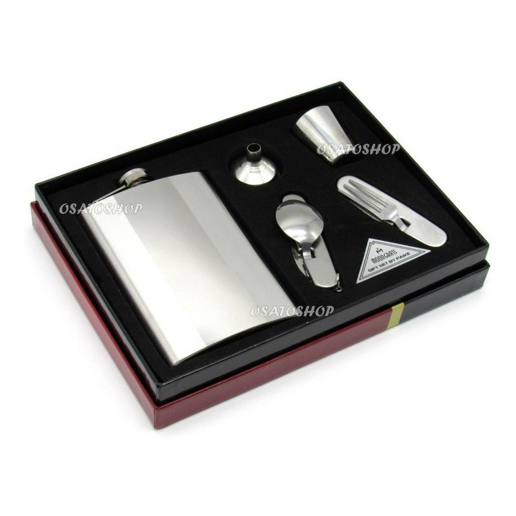 Kit Cantil Porta Bebidas 9 Oz Inox C/ Funil, Copo, Talheres REF:02J0