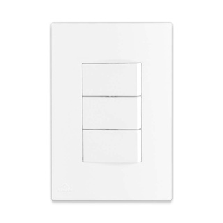 Interruptor Triplo Branco C/ Placa 2P 10A 250V Linha Lissê Apoio 4X2!!! em Oferta na Shopee