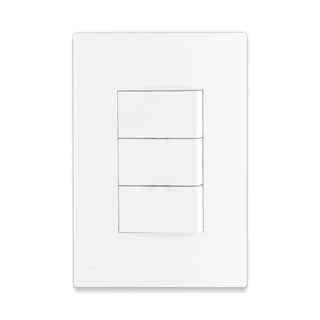 Interruptor Triplo Branco C/ Placa 2P 10A 250V Linha Lissê Apoio 4X2!!! em Oferta na Shopee