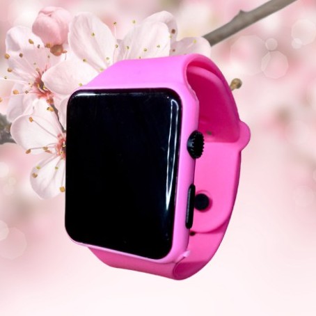 Relógio De Pulso Digital Led Hora Data feminino rosa