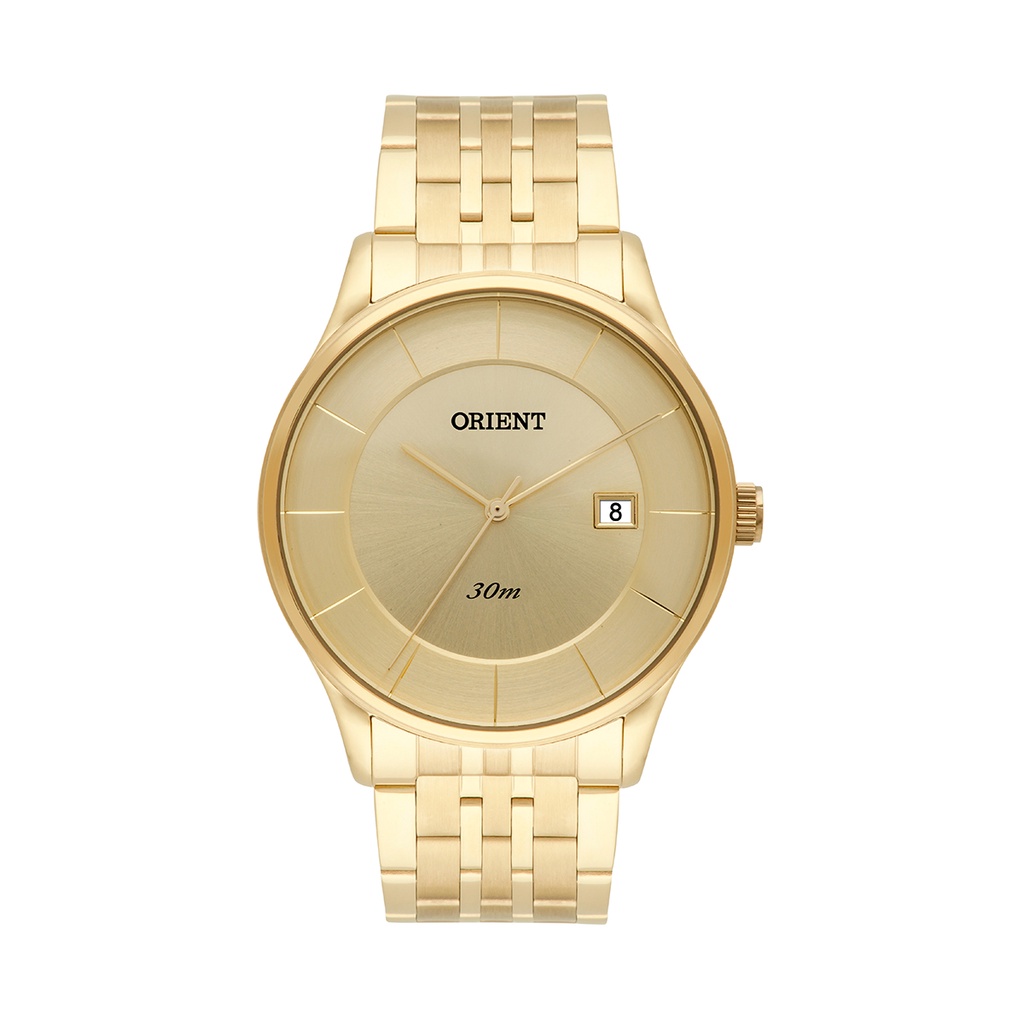 Relogio Orient Masculino dourado slim social minimalista executivo MGSS1127 C1KX
