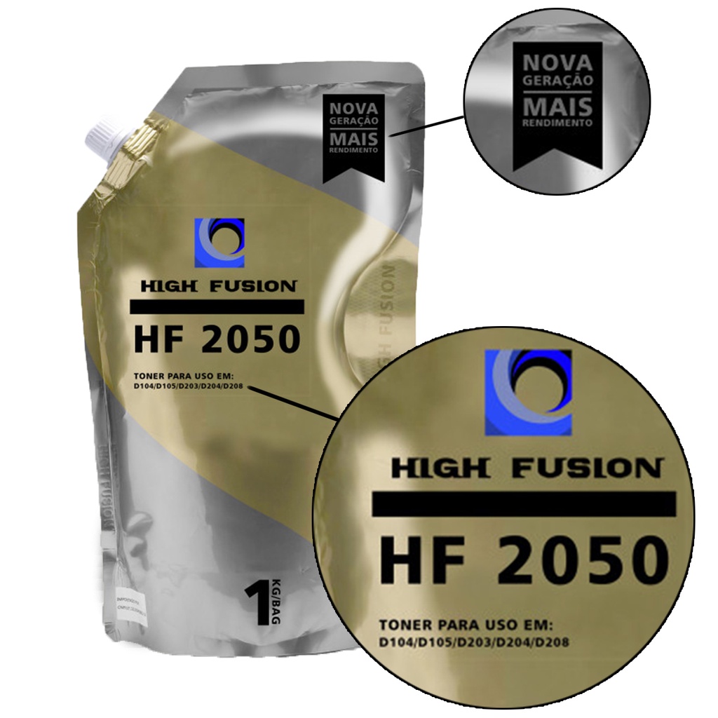 Pó De Toner 1Kg Hf 2050 Uso D101 D104 D105 D111 D203 D204 D208 Compatível Lacrado