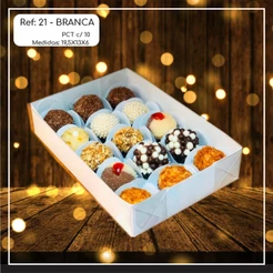 10~50 Caixas Embalagem 15 Doces Com Visor em Acetato BRANCA 19,5x13x6 - Ref. 21 ( Chocobraz )(CHOCO)