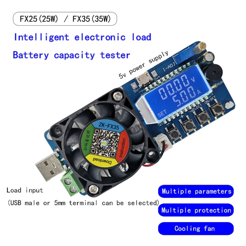 FX25/FX35 25W 35W 4A/5A Bateria Testador De Capacidade De Corrente Constante USB De Carga Eletrônica