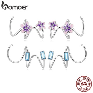 Bamoer Brincos De Prata 925 Flor De Zircão Ganchos De Orelha Moda Jóias Para Mulheres Meninas Presente