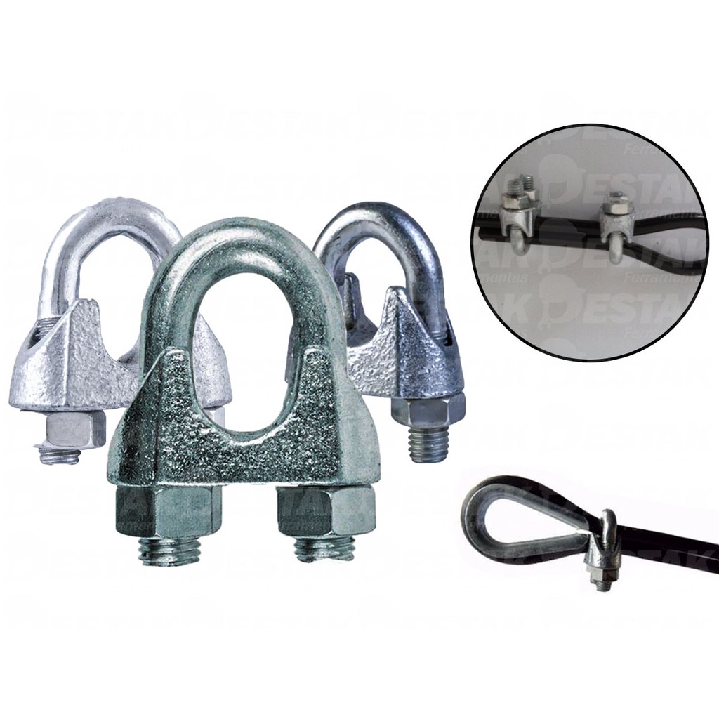 Grampo Presilha Clips Cabo Aço 1/8 Starfer Resistente P/ Cabo Aço Academia Varal