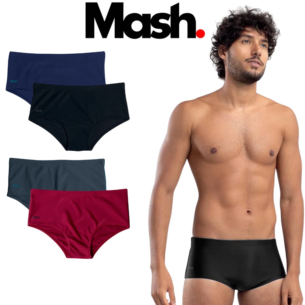 Sunga Lisa Slip Mash Básica Moda Praia Verão Adulto Masculina Com Vivo Lateral