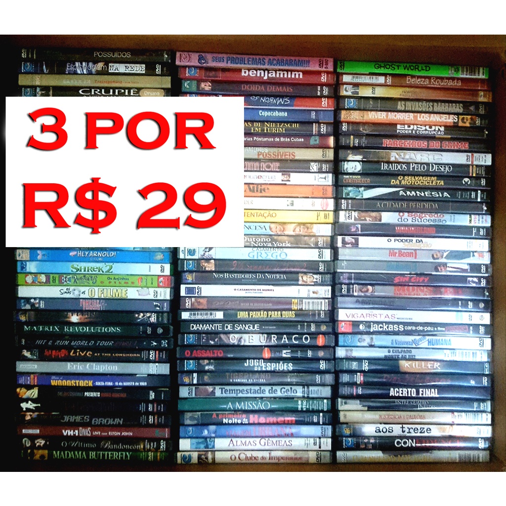 03 DVDs Originais por 29 (Confira lista completa com dezenas de filmes ...