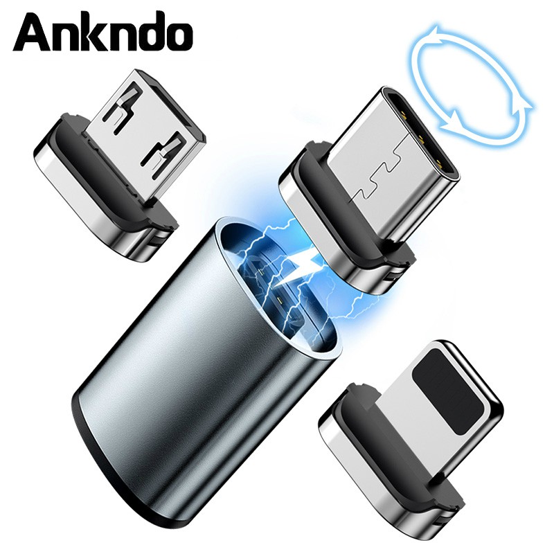 Conector De Cabo Magnético Ankndo USB Tipo C Adaptador De Carga Micro Carregador De Transmissor Para Telefone Celular Corrente