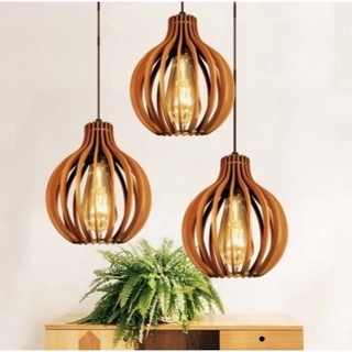 Kit com 3 Pendente Lustre Luminaria de Teto em Mdf Moderno