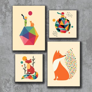 Quadro decorativo 4 peças para quarto infantil pequeno príncipe