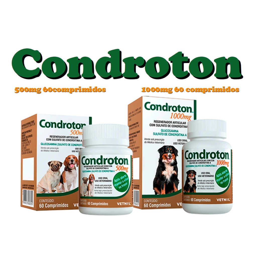 Suplemento Vitamínico - Condroton 500mg  - 1000mg - Condroitina A e Glucosamina