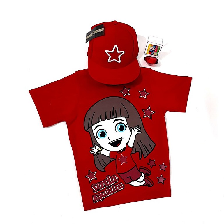 Boné Gi + Camiseta Sereia Aquatica + Pedra do Poder Aventureira vermelha