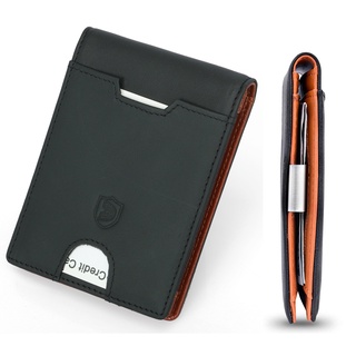 Porta Cartão De Crédito Carteira Pequena / Carteira Masculina Slim De Couro Com Clipe De Dinheiro De Metal