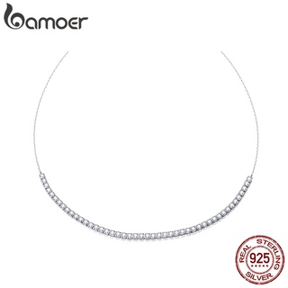 Bamoer Colar Feminino De Prata Esterlina 925 Com Glitter SCN437