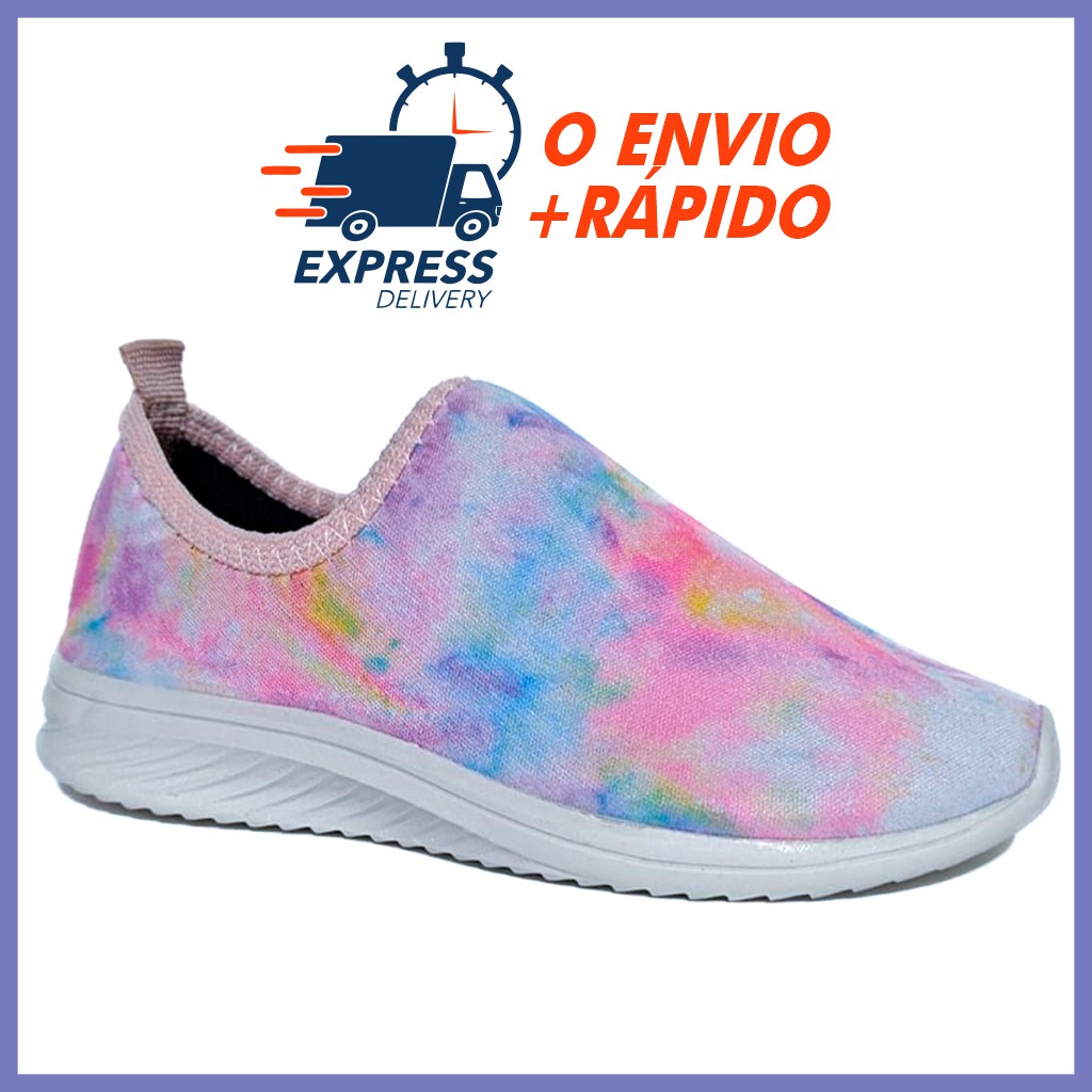 Calce facil infantil Tenis infantil Tie Dye tenis feminino tenis tiedye Tie Dye barato promoção direto da fabrica atacado calce facil sem cadarço slip on moda 2021 lançamento lindo macio calça fácil em Oferta na Shopee