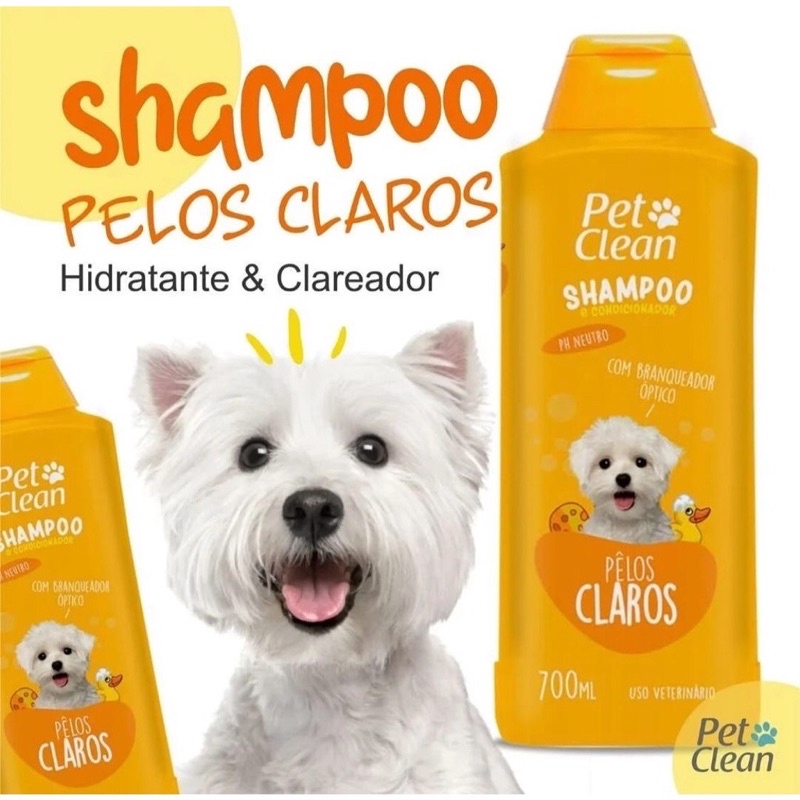 Shampoo 2 em 1 Pelos Claros Pet Clean 700 ml Shopee Brasil
