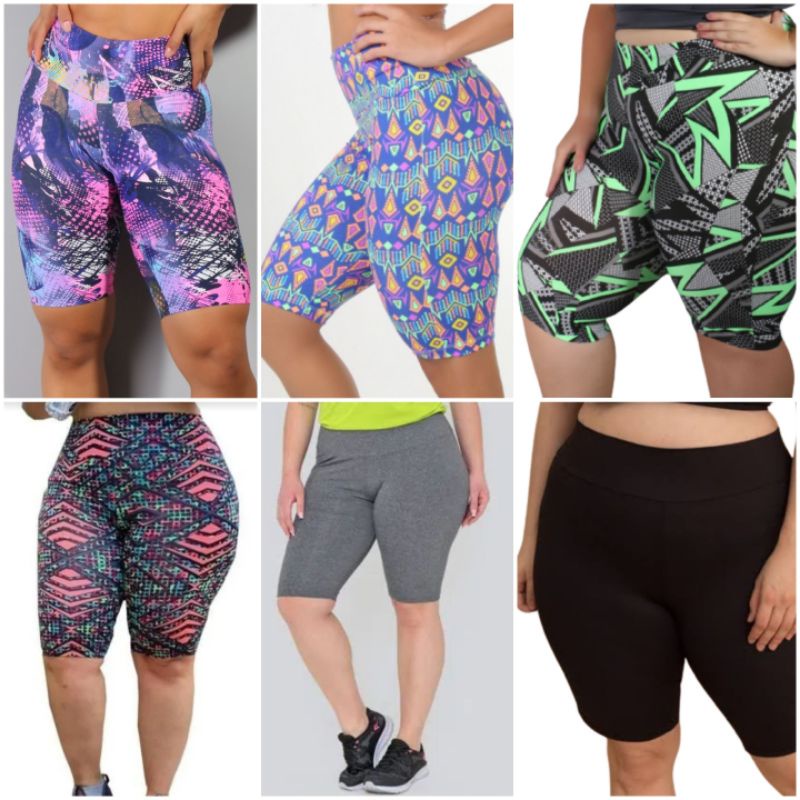 Bermuda Legging Ciclista Feminina Suplex Cintura Alta Fitness Academia. Bermuda Ginástica