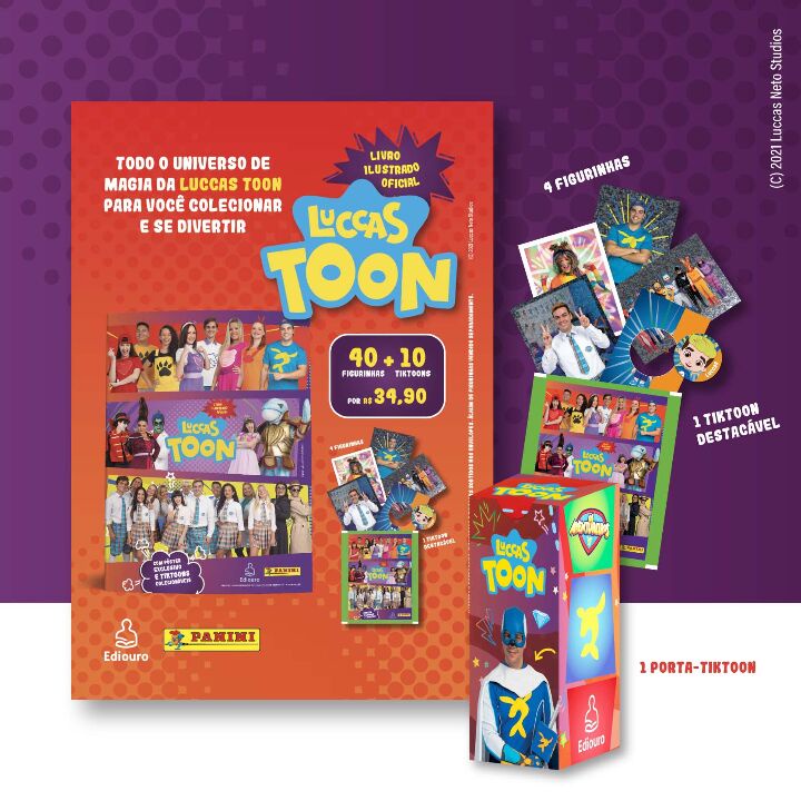 Kit 40 Figurinhas Álbum Luccas Neto + 10 Tiktoons (10 Envelopes) para Album Luccas Toon – 2021