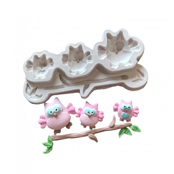 Molde De Silicone Corujas Família Molde Para Confeitaria Molde Para Biscuit 1035