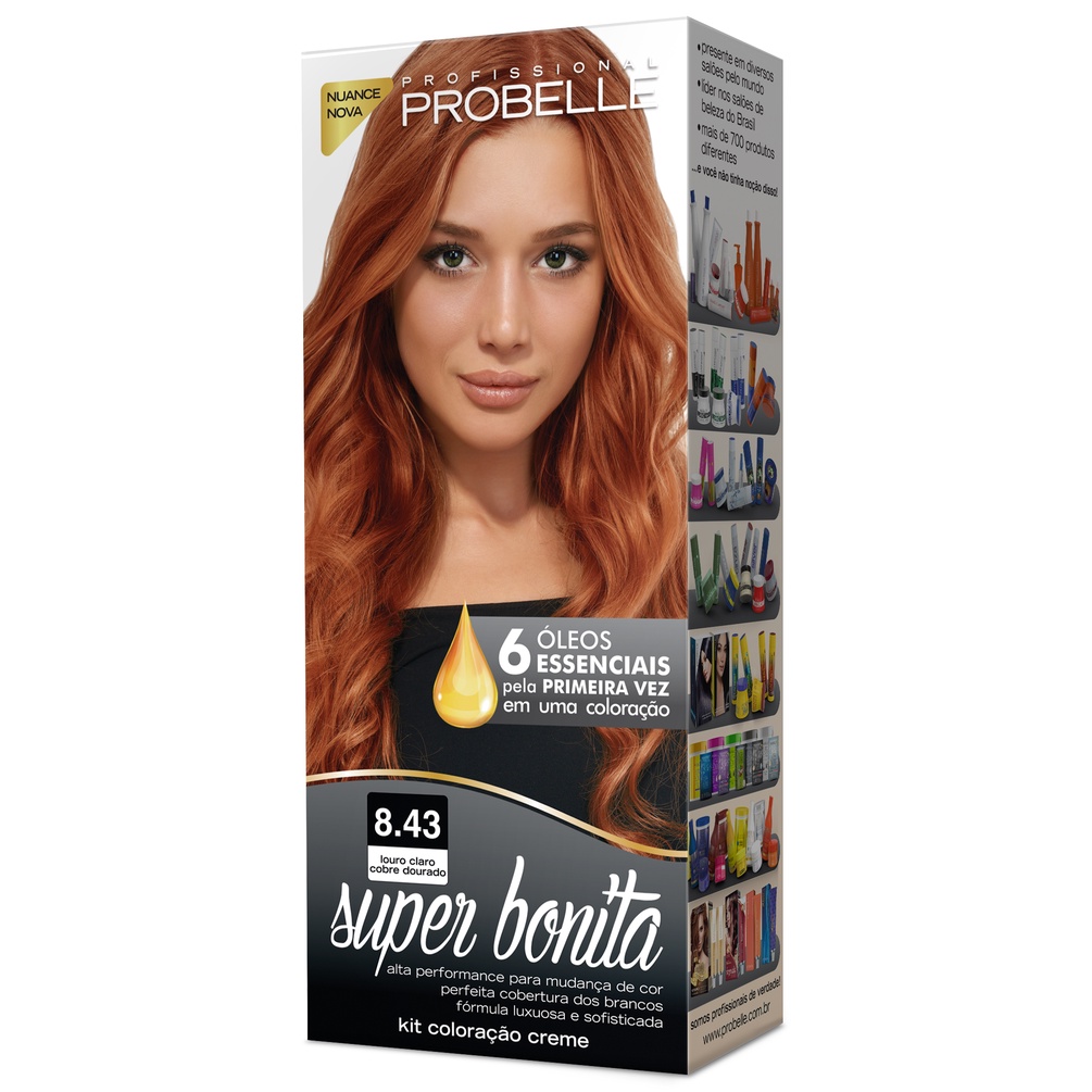 Coloração Super Bonita 50g - 8.43 Louro Claro Cobre Dourado