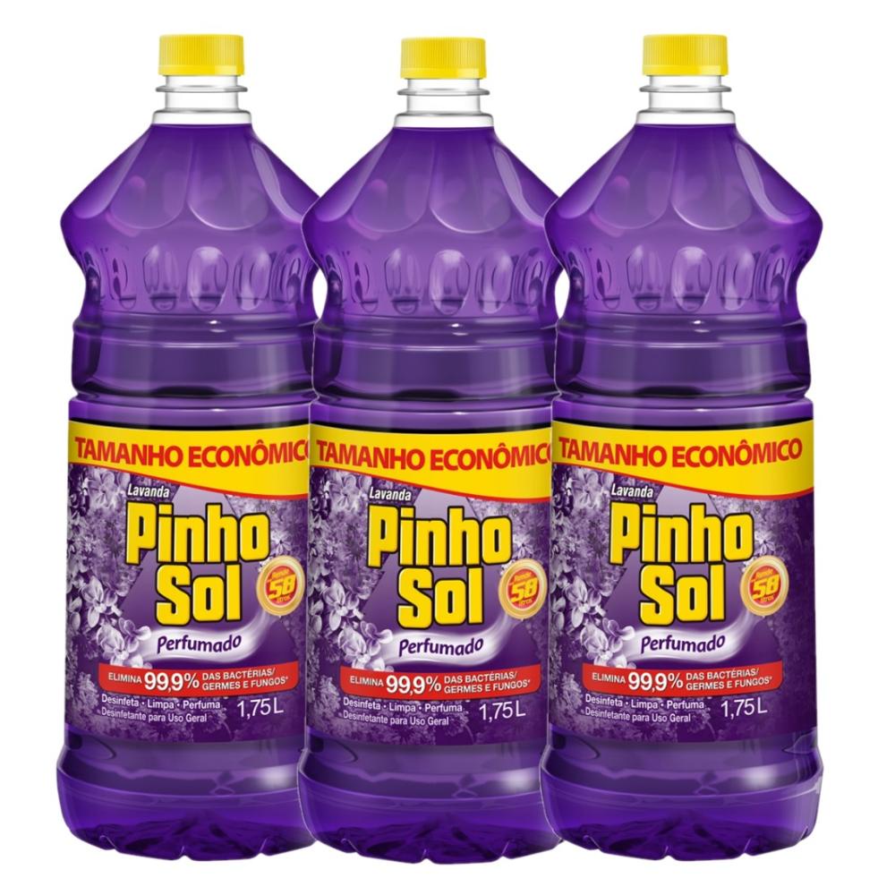 Kit com 3 Desinfetante Pinho Sol Lavanda 1750ml Cada