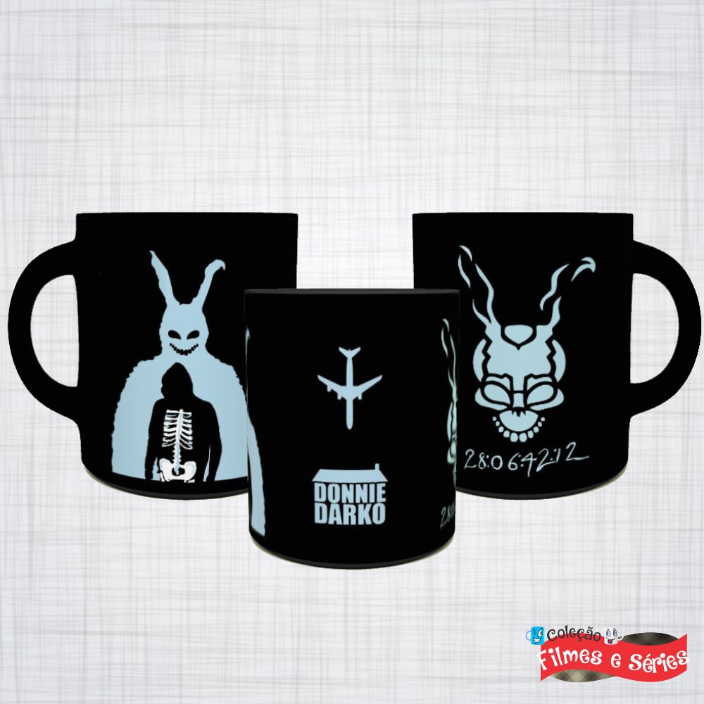 Caneca porcelana preta Donnie Darko filme canecas de filmes famosos cult canecas criativas Jake Gyllenhaal