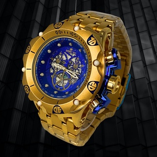 Relógio Masculino Hybrid Esqueleto Dourado Pesado de Luxo + Caixa
