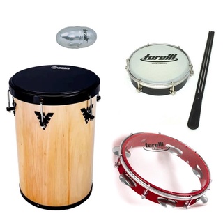 Kit Percussao Samba Rebolo Pandeiro Tamborim E Ganza