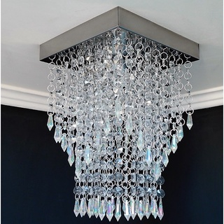 Lustre Cristal Acrílico - Base 20x20 Prata