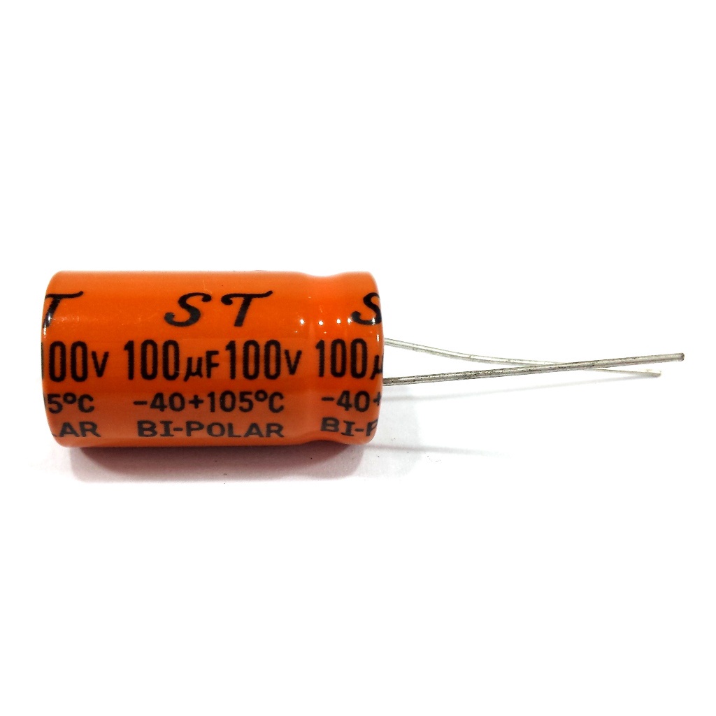 CAPACITOR BI-POLAR 100X100 - 100UF 100V LARANJA - (FALANTE)