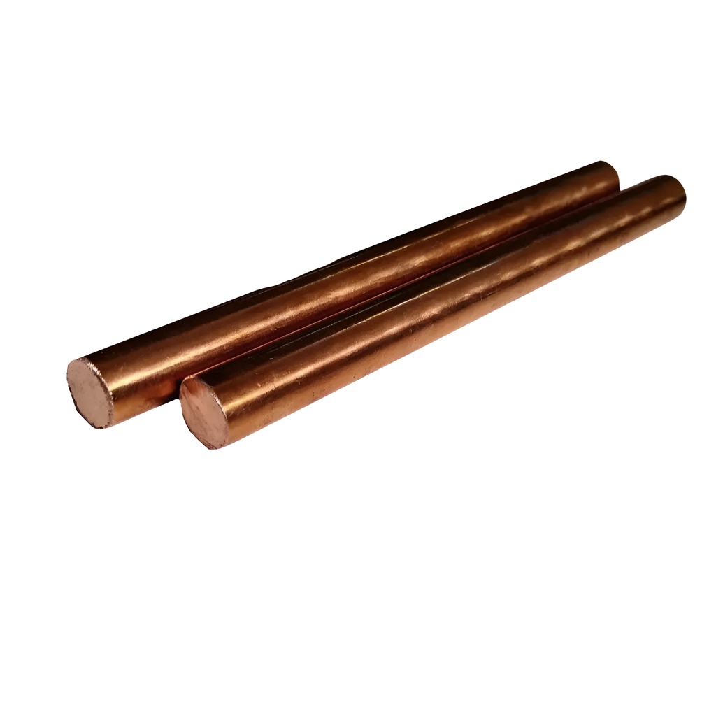 Barra Cobre redondo Eletrolítico 3/8" = 9,52 mm com 100 mm (10cm) - Kit com 2 Pçs