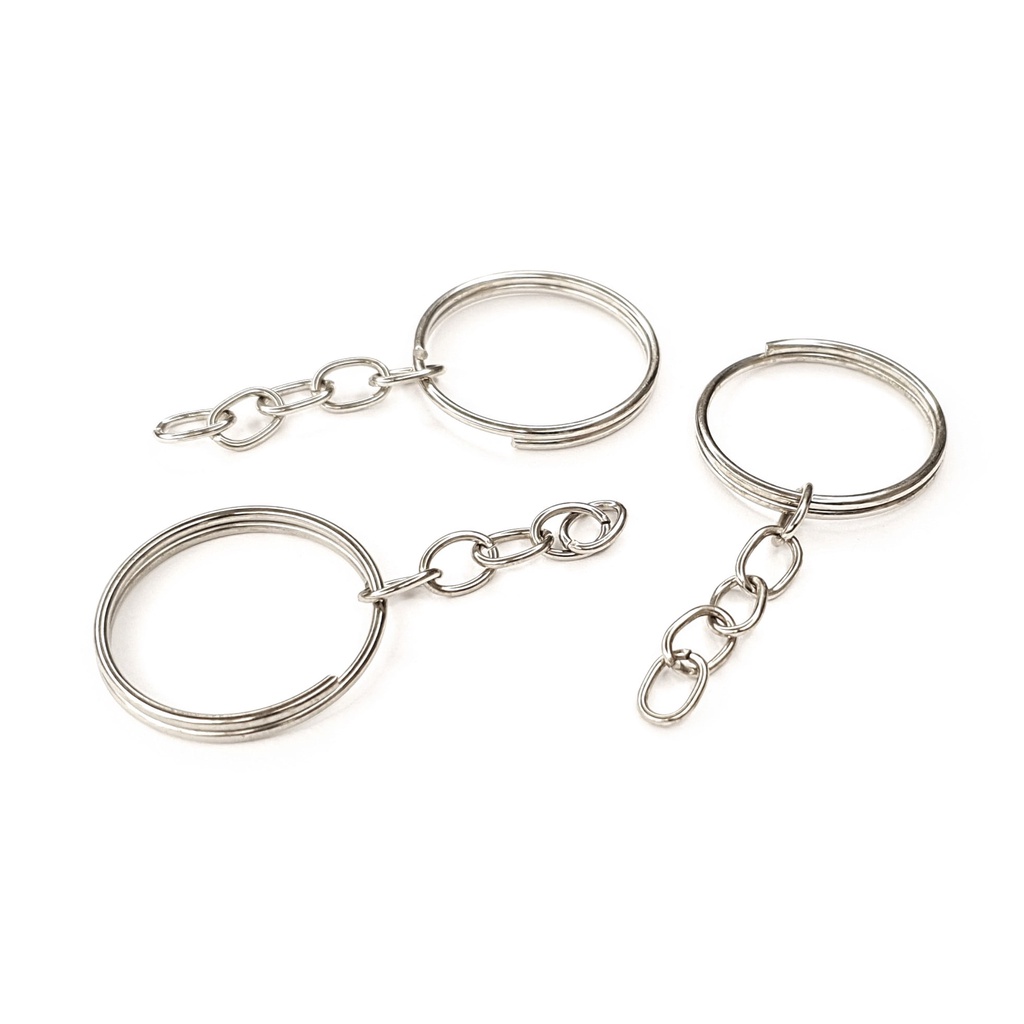 250 Argola argolas para Chaveiro 21mm Diâmetro Externo e 19mm interno + 4 elos Correntinha em cada