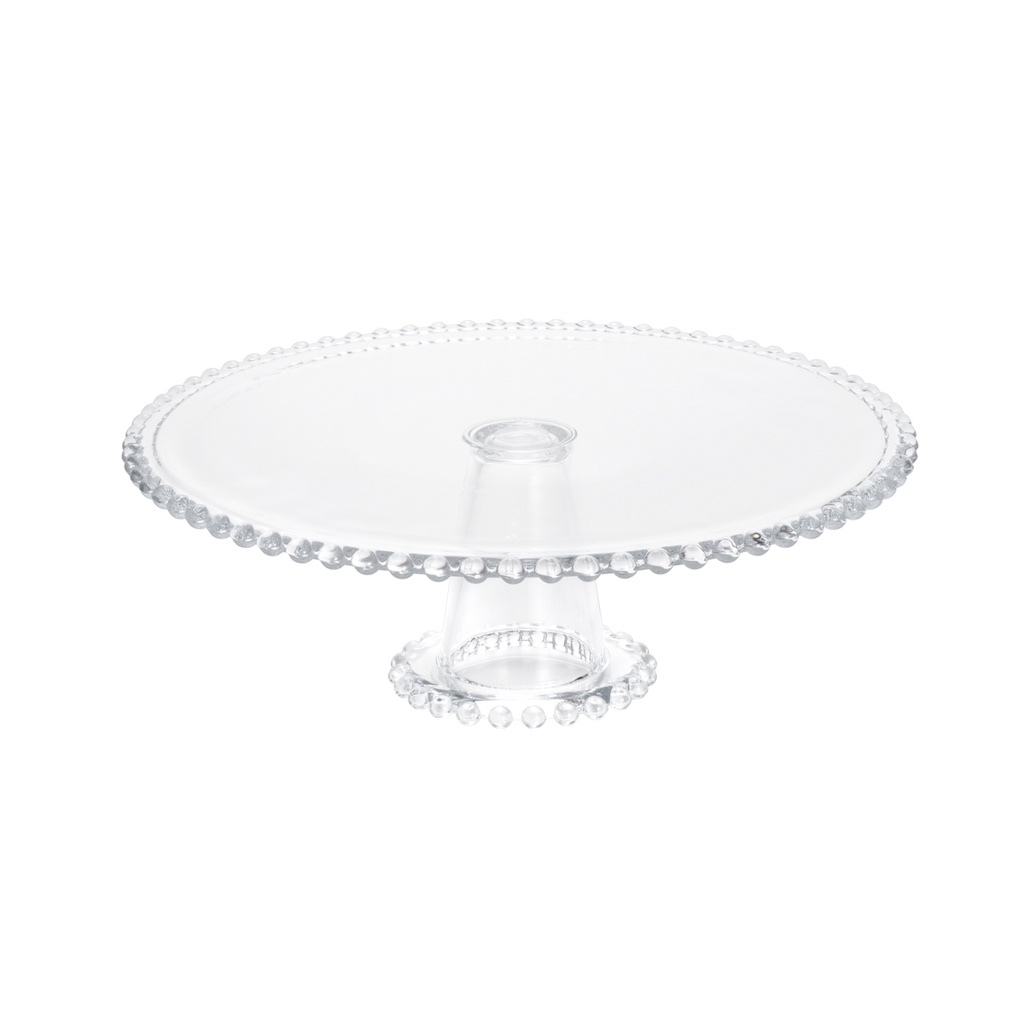 Prato Bolo de Cristal com Pe Clear Bolinha Incolor 31 x 11cm Wolff