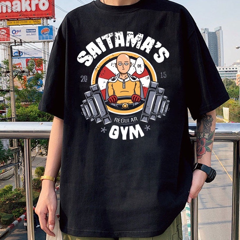 Camiseta Basica Algodao Saitama Ok Gym Regular No Pain No Gain One Punch Man Anime Unisex