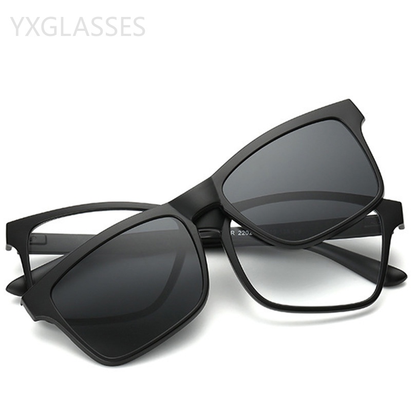Polarizados Óculos De Sol Magnéticos Clipe Miopia Quadrados Unissexo Polaroid Encaixe Oculos Com Ímã 1 + 1