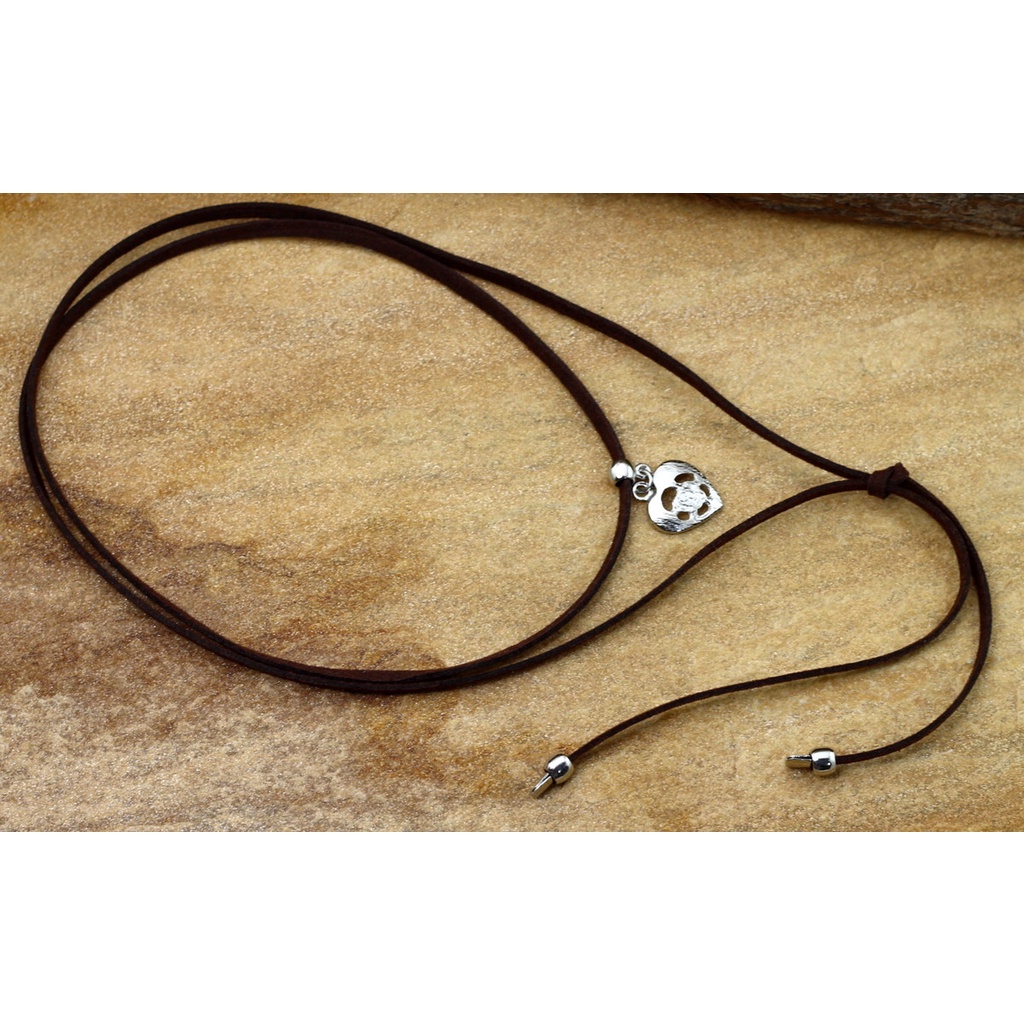 Gargantilha cordão choker de couro duas voltas coração bijuterias Femininas