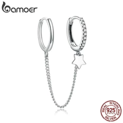 (1 Peça) Bamoer 925 Sterling Silver Star Whisperer Brincos Para Mulheres Declaração De Casamento Elegante Orelha De Pérola SCE914