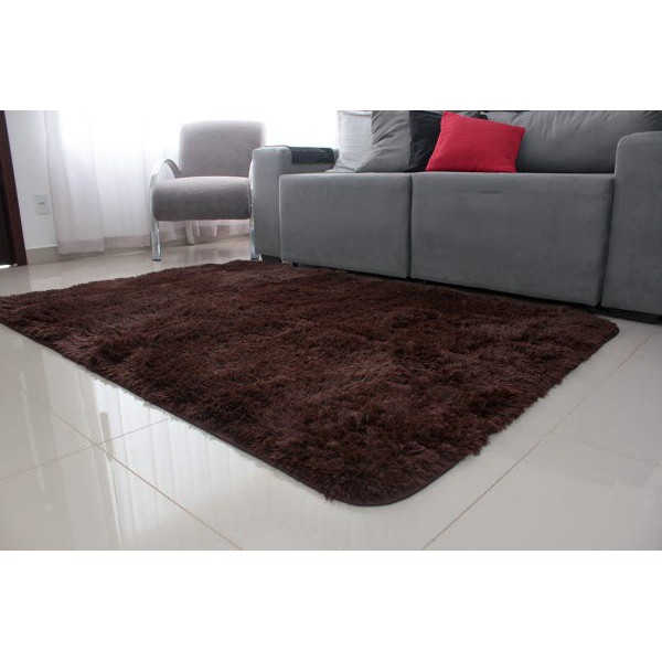 Tapete Peludo, Felpudo De Sala Ou Quarto Luxo 2,00 X 1,50 PROMOÇÃO MARROM LISO
