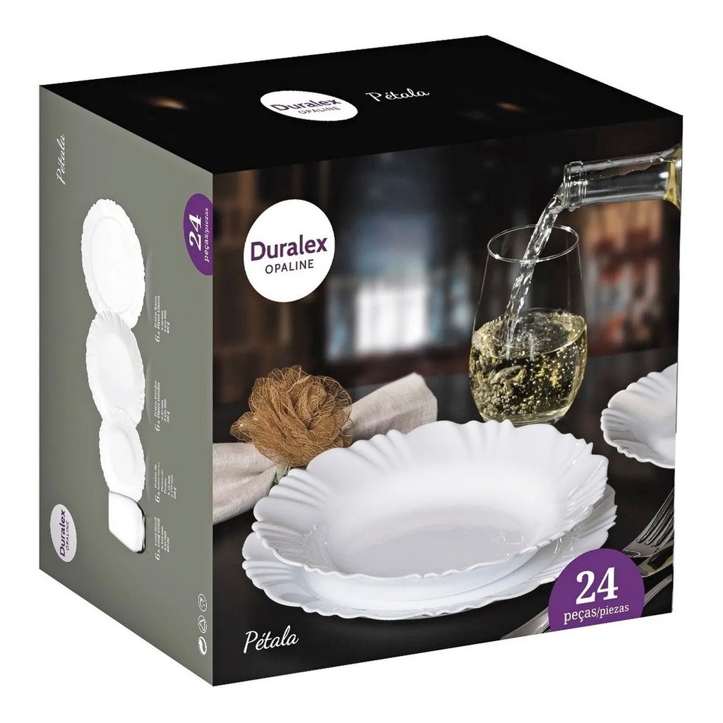 Jogo De Jantar Branco 24 Peças Pratos E Copos Barato