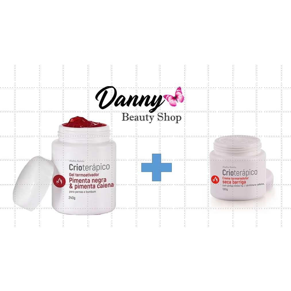 Crioterápico Gel Termoativador P/ Pernas e Bumbum Pimenta Negra & Pimenta Caiena 240g + Creme Termoredutor Crioterápico Abelha Rainha  130g - Abelha Rainha