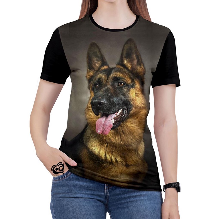 Camiseta Pastor Alemao Feminina blusa Cachorro Cao Animal