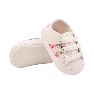 Tenis Branco Floral Bebe Menina Infantil Casual Baby Super Leve Macio Confortável.