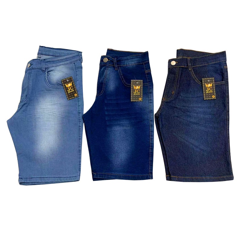 Kit 3 Bermuda Masculina Jeans Elastano Modelos Sortidos Promoção Com Lycra