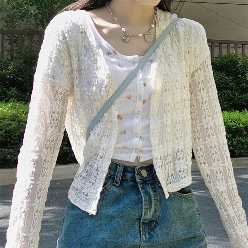 lace crop cardigan